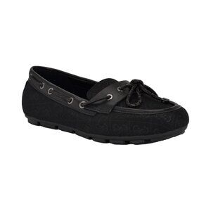 Guess Women's Lavonta Rhinestone Lace Tailored Boat Shoes - Black Logo